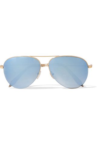 Victoria Beckham + Aviator-Style Gold-Tone Mirrored Sunglasses