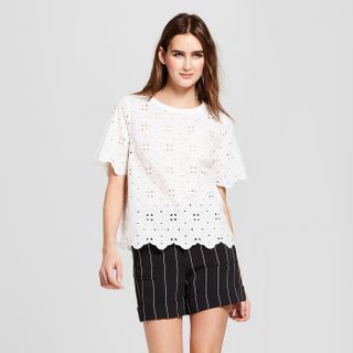 Who What Wear + Short Sleeve Eyelet T-Shirt