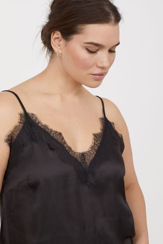 H&M + Satin Camisole With Lace