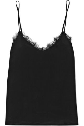 Anine Bing + Lace-Trimmed Washed-Silk Camisole