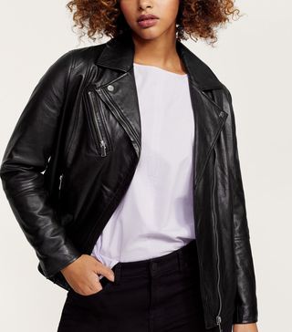 Violeta by Mango + Leather Biker Jacket