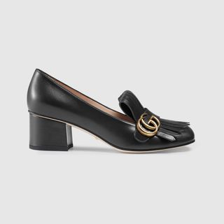 Gucci + Leather Mid-Heel Pumps