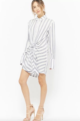 Forever 21 + Striped Tie-Front Shirt Dress