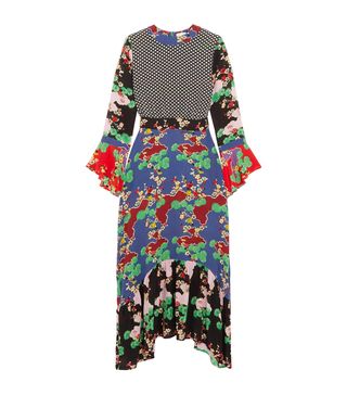 Rixo London + Chrissy Patchwork Printed Silk Midi Dress