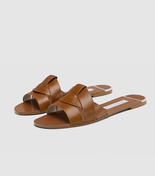 Zara + Leather Crossover Sandals in Leather