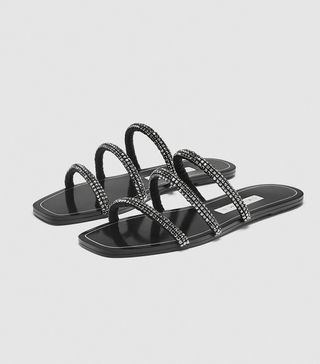 Zara + Slides With Shiny Tubular Straps