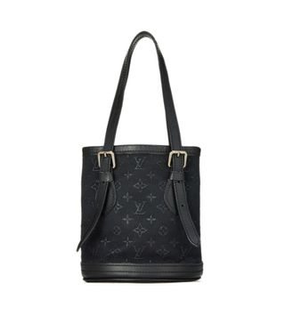 Louis Vuitton + Black Monogram Satin Micro Mini Bucket Bag