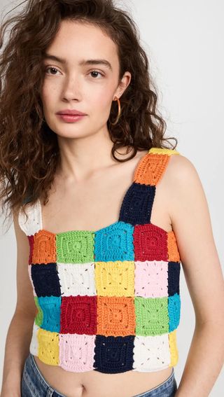 English Factory + Colorblock Crochet Tank Top