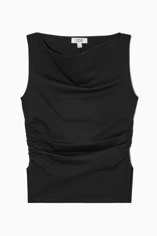 COS + Cowl-Neck Gathered Sleeveless Top