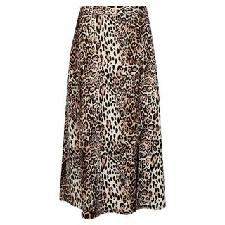 Dorothy Perkins + Brown Animal Print Split Midi Skirt