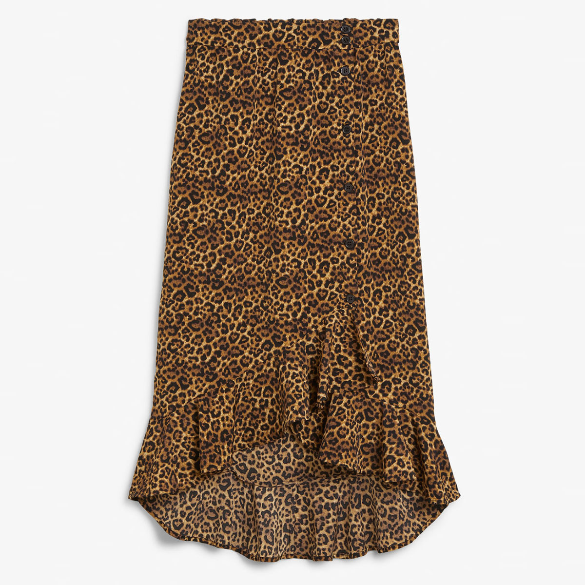 Monki + Buttoned Flounce Skirt