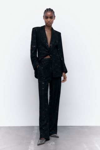 Zara + Sequined Lace Pants