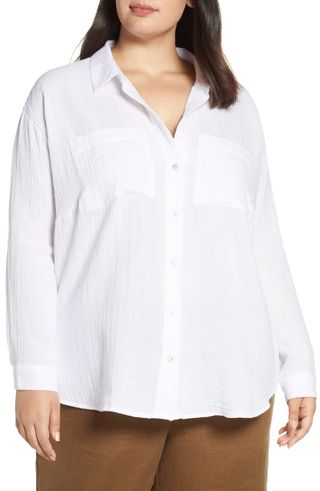 Eileen Fisher + Textured Organic Cotton Shirt