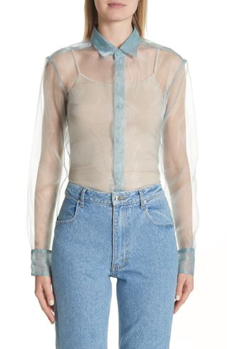 Eckhaus Latta + Iridescent Sheer Organza Shirt