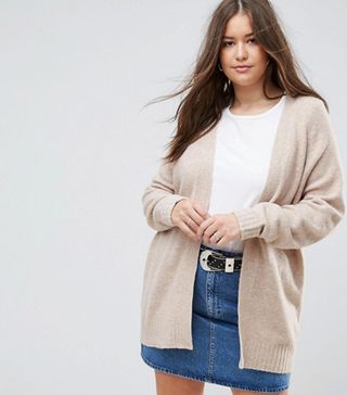 ASOS Curve + Chunky Knit Cardigan in Wool Mix