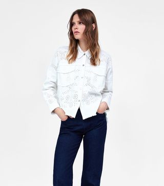 Zara + Jacket With Cutwork Embroidery