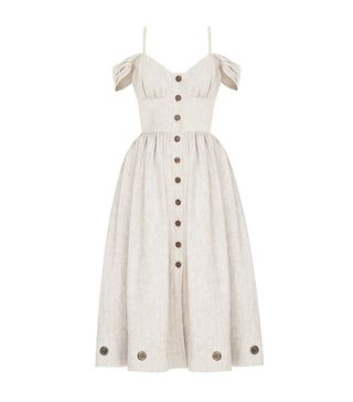 Flow the Label + Open-Shoulder Linen Dress
