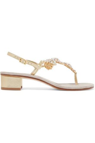 Musa + Crystal-Embellished Metallic Leather Sandals