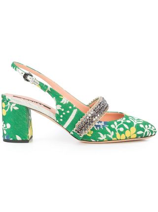 Rochas + Patterned Slingback Sandals