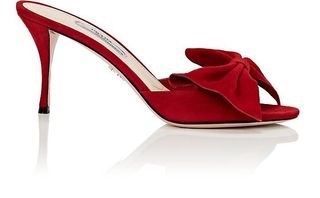 Prada + Bow-Embellished Suede Sandals