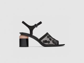 Zara + Mid-Heel Dotted Mesh Sandals