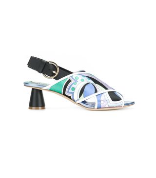 Emilio Pucci + Printed Crossover Strap Sandals