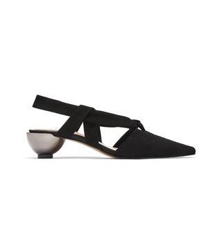 Zara + Leather Slingback Shoes With Rounded Heels