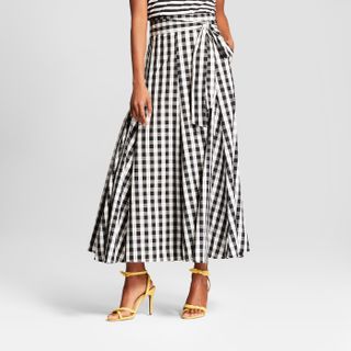 Who What Wear + Gingham Belted Midi Skirt