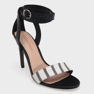 Who What Wear + Sandra Striped Wrap Heeled Pumps