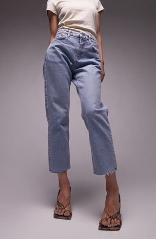 Topshop + Raw Hem Crop Straight Leg Jeans