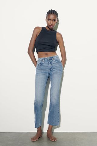 Zara + Cropped Flare Jeans