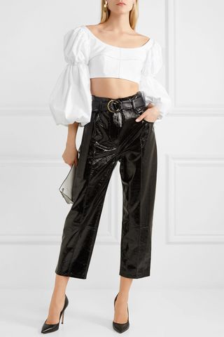 Ellery + Renoir Cropped Embroidered Cotton-Poplin Top