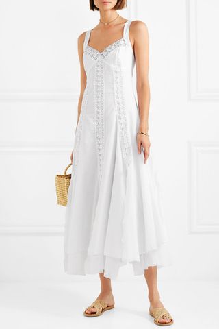 Charo Ruiz + Heart Crocheted Lace-Trimmed Cotton-Blend Voile Dress