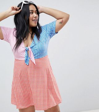 ASOS Curve + Mini Skater Sundress With Tie Front