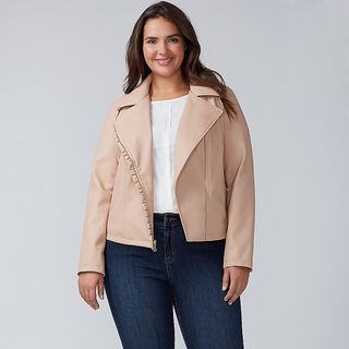 Lane Bryant + Ruffle Faux Leather Moto Jacket