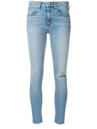 Rag 
Bone + Lena Raw Hem Skinny Jeans