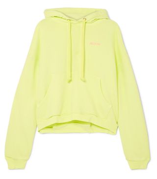 Re/Done + Neon Cotton-Jersey Hooded Sweatshirt