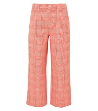 Ganni + Garvey Checked Cady Wide-Leg Pants