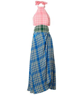 Rosie Assoulin + Cutout Checked Voile Midi Dress
