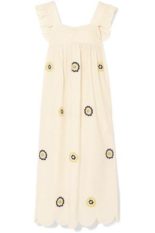 AlexaChung + Embroidered Cotton Maxi Dress