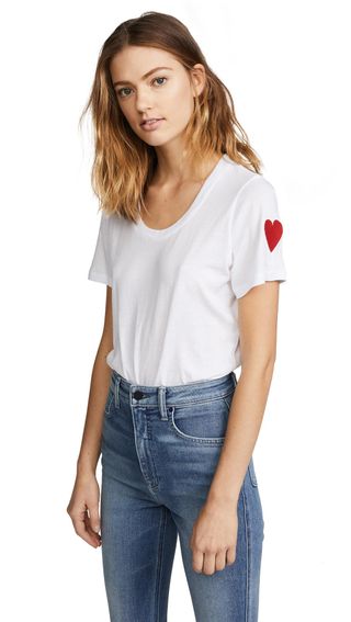 Monrow + Relaxed Crewneck With Embroidered Heart