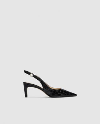 Zara + Slingback Leather High Heel Court Shoes
