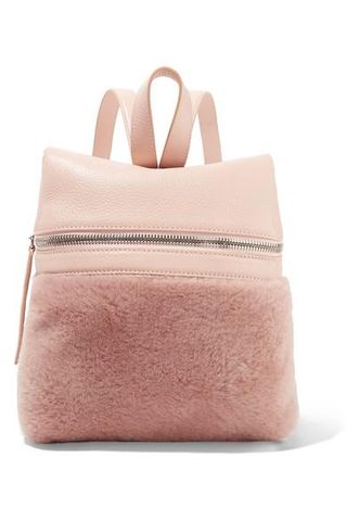 Kara + Small Textured-Leather and Shearling Backpack