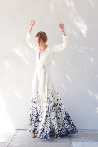 Kamperett + Linden Hand Painted Silk Wrap Dress