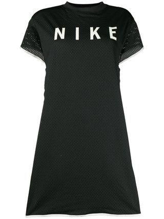 Nike + Mesh Printed Logo Short Sleeved Dress