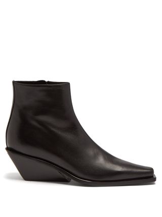 Ann Demeulemeester + Square-toe Leather Ankle Boots