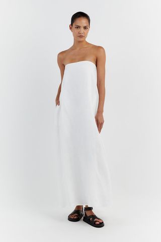 Dissh + Karney White Linen Strapless Dress