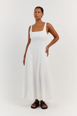 Dissh + Milahn White Linen Midi Dress