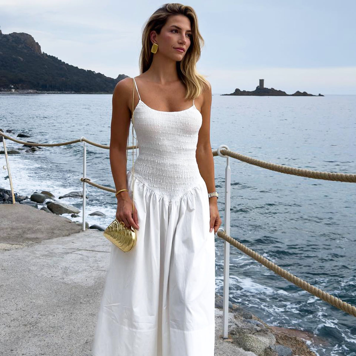 Cotton beach dress - White - Ladies | H&M IN