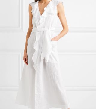 Three Graces London + Mable Ruffled Linen Midi Dress